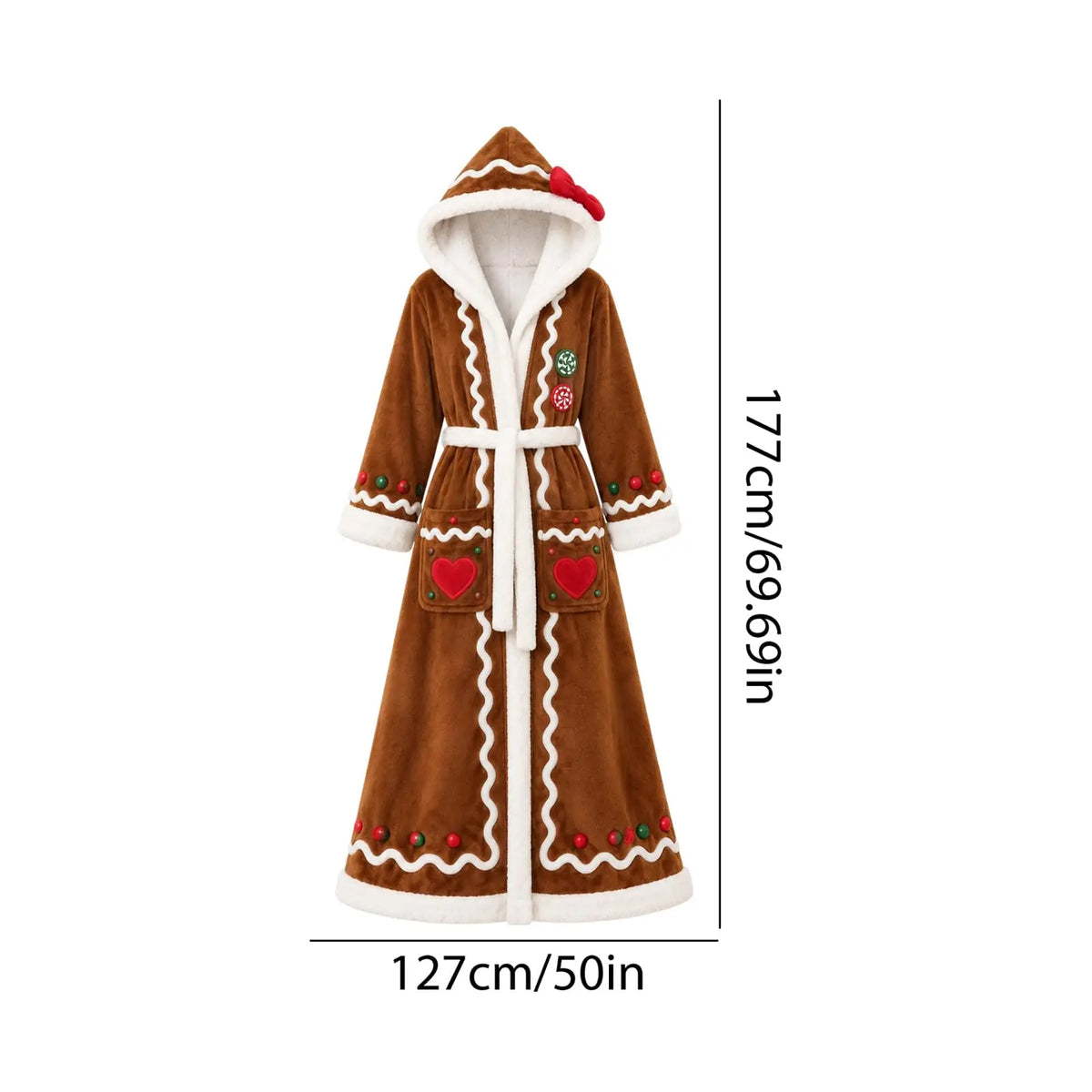Gingerbread Christmas Hooded Robe Blanket