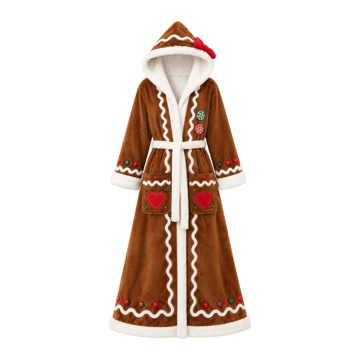 Gingerbread Christmas Hooded Robe Blanket